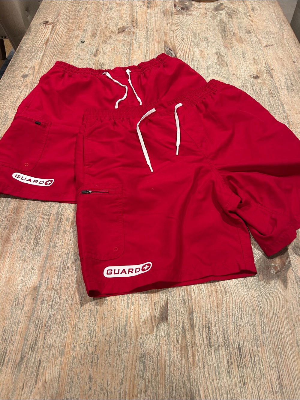 TYR Red Men's Lifeguard Athletic Swim Shorts with White Drawstring